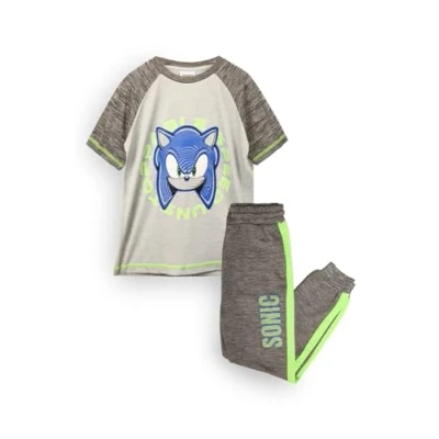 Image of Boys Sonic Speedster Loungewear Set Athletic Inspired T Shirt and Shorts Combo Comfortable Casual Wear for Active Kids (Ages 4 12) (T9 0576, 6 7 Years)