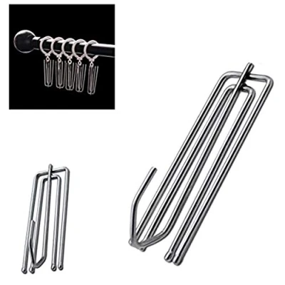 Image of PLASTIFIC Pack of 20 Metal Curtain Hooks Pinch Pleat Header Tape Pins Heavy Duty Deep Prong for Window Door Bathroom (Silver)