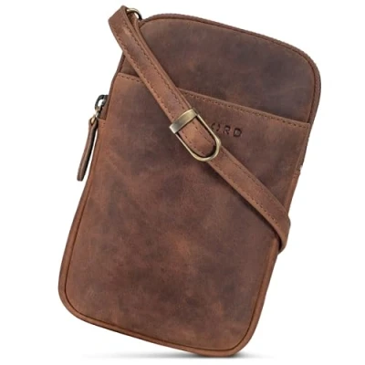 Image of STILORD &#039;Loki&#039; Leather Chest Bag Vintage Crossbody Phone Case for Smartphone Sling XS Fanny Pack Genuine Leather, Colour:Middle Brown