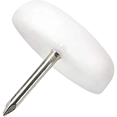 Image of Adsamm® / 32 x Glides in plastic with nail Ø 0,87&#039;&#039; (Ø 22 mm) white round Premium quality furniture sliders by