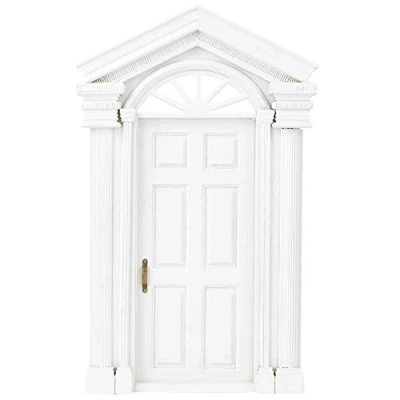 Image of 1:12 Dollhouse Accessory, Mini Wooden DIY Door Toy Miniature Simulation Furniture Set Doll House Decor Parts Educational Model for Baby Boy Girl Dollhouses (White)