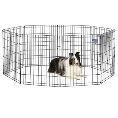 Image of MidWest Homes for Pets Dog Exercise Pen &amp; Playpen without a Door; 60.96 cm by 76.2 cm; Black E Coated; 550 30