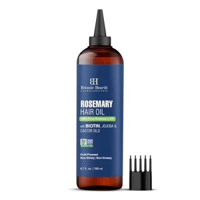 Image of Botanic Hearth 100% Pure Rosemary Oil For Hair Growth Infused With Biotin Strenghtening Treatment Nourishing &amp; Volumizing Jojoba Castor Non GMO Verified 6.7 fl oz