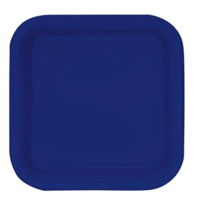 Image of Unique 30951EU Eco Friendly Square Paper Plates 23 cm Navy Blue Colour 14 Count (Pack of 1), Pack
