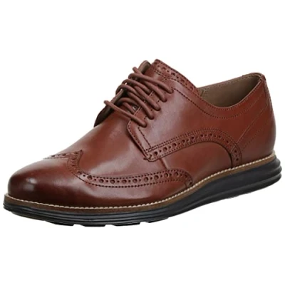Image of Cole Haan ORIGINAL GRAND WINGTIP OXFORD, Men’s Oxfords, Brown (Woodbury Leather/Java Woodbury Leather/Java), 6 (40 EU)