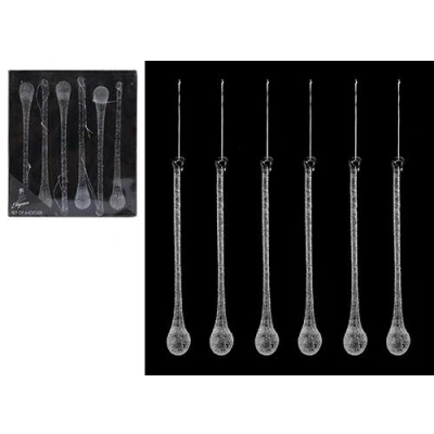 Image of Toyland® Pack Of 6 15cm Glass Frosted Icicle Droplets Christmas Tree Decorations