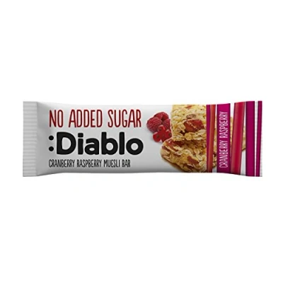 Image of Diablo Cranberry &amp; Raspberry Muesli Bar No Added Sugar Sweetened with Maltitol Breakfast Bars 30g (Pack Of 1)