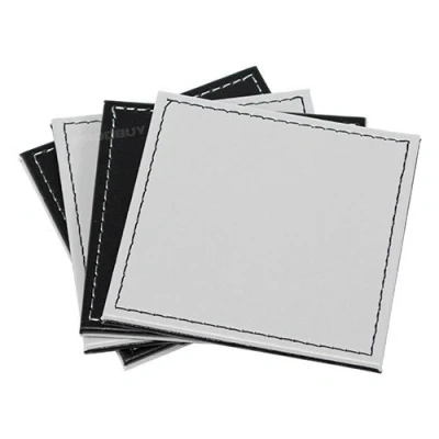 Image of Set of 8 Reversible Black &amp; Grey Faux Leather Coasters