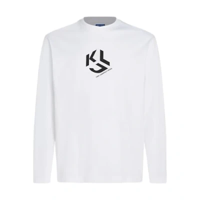 Image of KARL LAGERFELD JEANS, Mens, Regular Monogram Long Sleeve TEE, White, 2XTRA Large