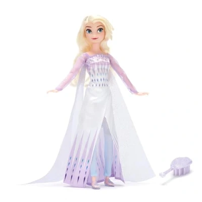 Image of Disney Store Official Elsa Classic Doll, Frozen, 29cm/11, Fully Poseable Princess Doll in an Icy Blue Outfit, Includes Toy Hair Brush Suitable for Ages 3+