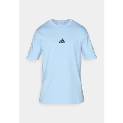 Image of adidas Men&#039;s Essentials Small Logo Single Jersey TEE, Glow Blue/Black, L