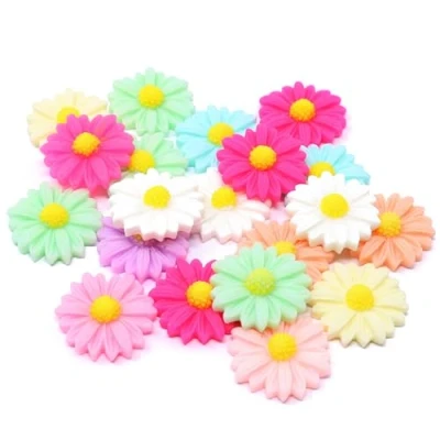 Image of Wedding Touches 20x Multicoloured 22mm Daisy Flower Shabby Chic Resin Flatbacks Craft Embellishments