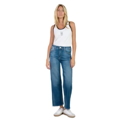 Image of Le Temps des Cerises Regular Push up Jeans, Straight High Waist Pulp, 7/8th, Blue, 28W