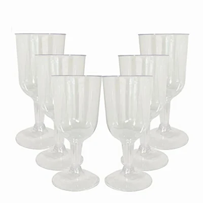 Image of Clear Plastic Wine Glasses, 125ml (Pack of 6) Disposable &amp; Elegant Design, Perfect for Parties Celebrations