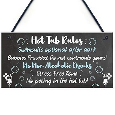 Image of RED OCEAN Hot Tub RULES Sign Signs And Plaques Shed Summer House Plaque Home Decor Gift