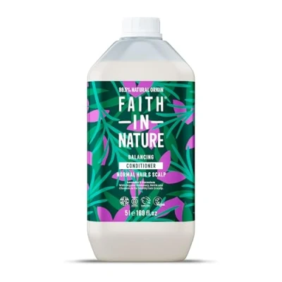 Image of Faith In Nature Natural Lavender &amp; Geranium Conditioner, Balancing for Normal Hair Scalp, Vegan Cruelty Free, No SLS, Silicones or Parabens, 5L Refill Pack