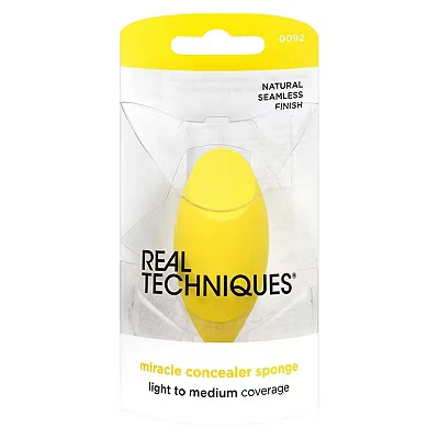 Image of Real Techniques Miracle Concealer Sponge, Makeup Blending Sponge For Liquid and Cream Concealer, Elongated Shape Precise Application Under Eyes Tight Areas,1 Count