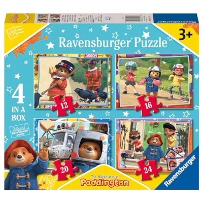 Image of Ravensburger Paddington Bear Jigsaw Puzzles for Kids Age 3 Years Up 4 in a Box (12, 16, 20, 24 Pieces) Educational Toddler Toys &amp; Games
