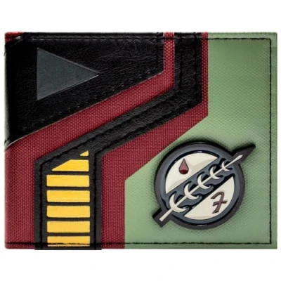 Image of The Empire Strikes Back Star Wars Boba Fett Mandalorian Bounty Hunter Wallet Bi Fold ID &amp; Card Holder, Green