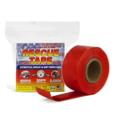 Image of Rescue Tape Self Fusing Silicone Emergency Pipe &amp; Plumbing Repair DIY Repairs Seal Radiator Hose Leaks Wrap Electrical Wires Used By US Military 1 X 12’ Rubber Red