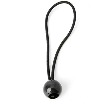 Image of 10 in Heavy Duty Elastic Black Ball Bungees Tarp Tent Shock Cord Loop Tie Down (Pack of 20)