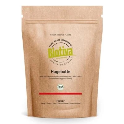 Image of Biotiva Rose Hip Powder Organic 1000g Rosa Canina 100% Ground from Whole HIPS Economy Pack with Price Advantage Packed and Controlled in Germany (DE ECO 005)