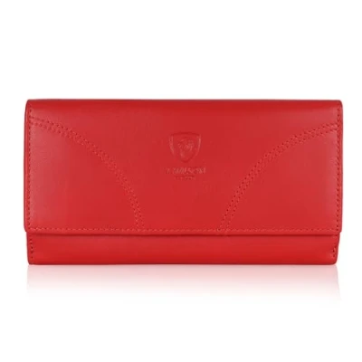 Image of J. Wilson London RFID Blocking Ladies Designer Quality Soft Sheep Leather Purse Wallet (Red)