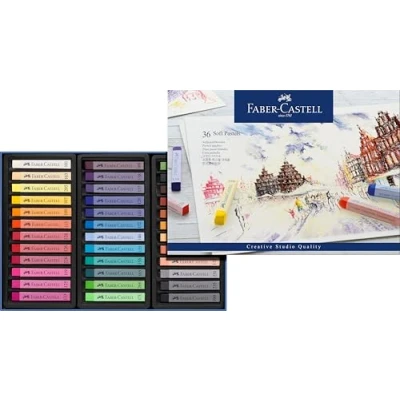 Image of Faber Castell Creative Studio Soft Pastels, Multicoloured, Cardboard Wallet Of 36, For Art, Craft, Drawing, Sketching, Home, School, University, Colouring