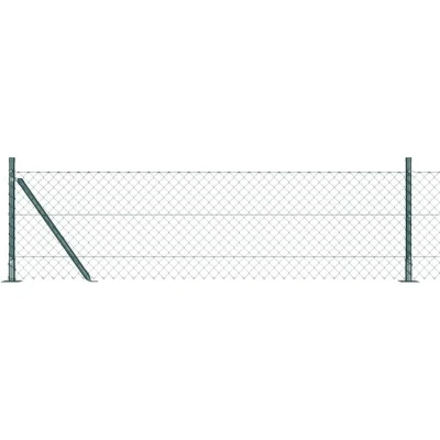 Image of vidaXL Chain Link Fence with 7 Flanged Posts 0.4x10 m Galvanised Steel