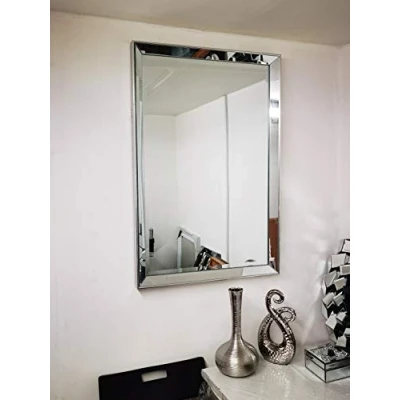 Image of DEENZ Silver frame Decorative Mirror 90x60cm Rectangular Bathroom Wall Makeup Glass