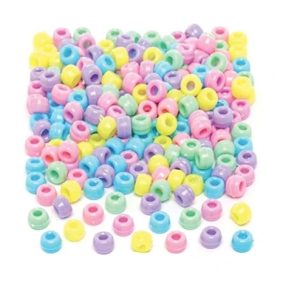 Image of Baker Ross AW114 Pastel Beads Value Pack (Pack of 600) Perfect For Kids Jewellery, Keychain and Bag Dangler Making