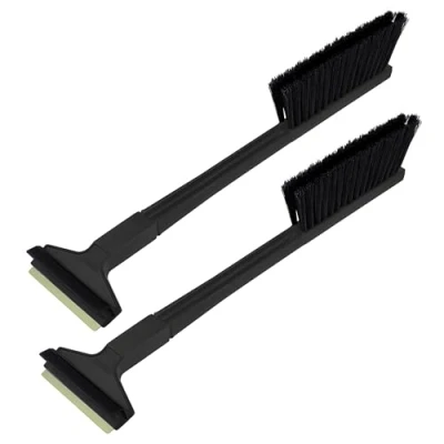 Image of L &amp; P Car Design 2 Ice Scraper with Broom Murska Brass 420 mm Blade Snow Brush Winter Sweeper Finland (Pack of L&amp;P A056 Black Limited Edition)
