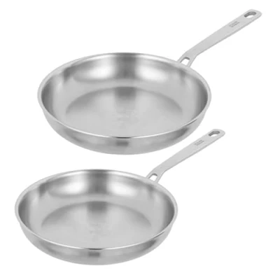 Image of Kuhn Rikon Culinary Fiveply Uncoated 24cm &amp; 28cm Frying Pan Set