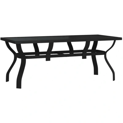 Image of vidaXL Garden Table Black 180x80x70 cm Steel and Glass