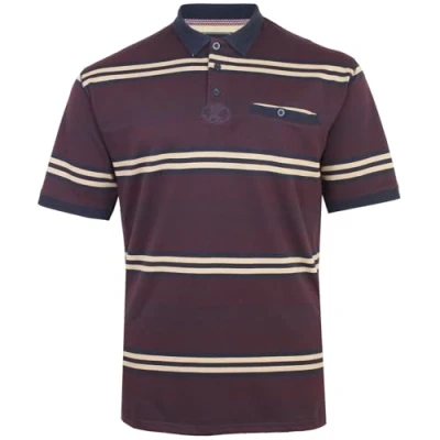 Image of KAM Rugby Polo Shirt Striped Short Sleeve Collared Casual Cotton Mens Plus Size 5506 (UK, Alpha, 3XL, Plus, Regular, Navy)