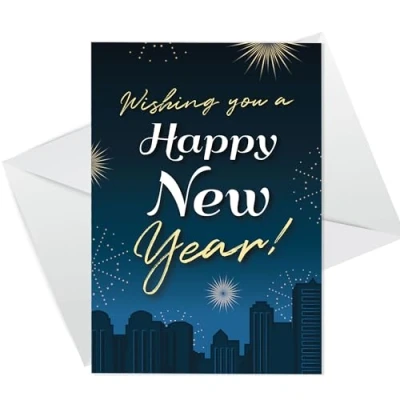 Image of RED OCEAN New Year Card, Happy Celebration Card With White Envelope, Greetings For Friends Family Colleagues Neighbours