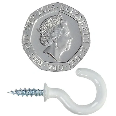 Image of 25x White Wall Hooks 19mm Plastic Coated Small Strong Flush Shoulder Hanger Peg
