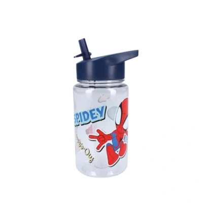 Image of My sweety pop Boy&#039;s Spidey Transparent Plastic Water Bottle For Children Nursery, Kindergarten, School, Holiday, Meal 12cm 450ml Hydration Gift Idea (Spidey Transparent/Blue)
