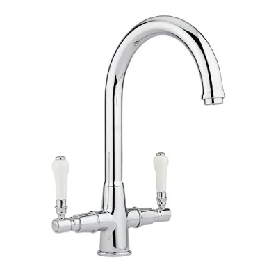 Image of Milano Elizabeth Traditional Kitchen Sink Mixer Tap Swivel Spout Lever Handles Chrome