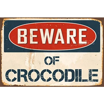 Image of Beware of Crocodile Vintage Retro Metal Signs for Women Novelty Tin Sign Indoor Outdoor 8X12 Inches