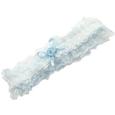 Image of Topkids Accessories Wedding Garter Blue Garters Bride Bridal Hen Party Night Lace for Brides (Pale Blue)