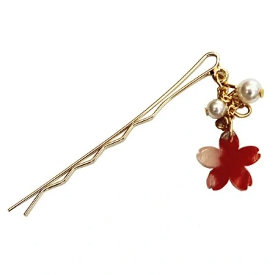 Image of Japanese Chirimen Made Sakura Cherry Blossoms Design Hair Pin
