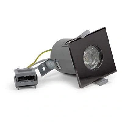 Image of Lieber Black Nickel GU10 Fire Rated IP65 Square Ceiling Downlight for Bathroom, Bedroom, Kitchen