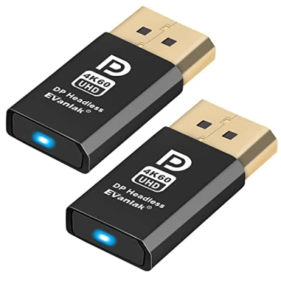 Image of DisplayPort Headless Ghost Display Emulator for PC DP Dummy Plug Fits 1080@120Hz 3840x2160@60Hz FHD 2 Pack