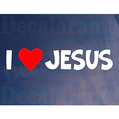 Image of Car Sticker I Love Heart Jesus Funny Novelty Van Window Bumper Boot Door Decal Gift Present