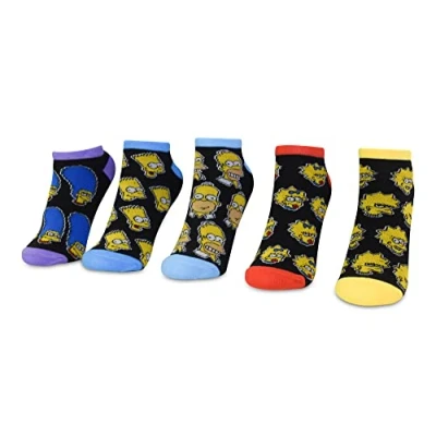 Image of The Simpsons Homer Bart Marge Lisa Maggie Men&#039;s 5 Pack Low Cut Socks