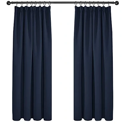 Image of Deconovo Window Treatment Super Soft Thermal Insulated Blackout Curtains 66 x 72 Inch Navy Blue Two Panels
