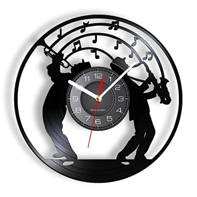 Image of Smotly Vinyl wall clock, a simulated clock designed by music saxophone, is gift for lovers.