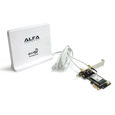 Image of Alfa Network Wi Fi 6E PCIe Card with Panel Antenna AIT AX210 EZ