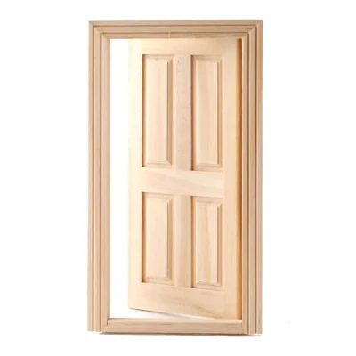 Image of Melody Jane Dolls House Builders DIY 4 Panel Interior Cottage Door Bare Wood 1:12 Miniature